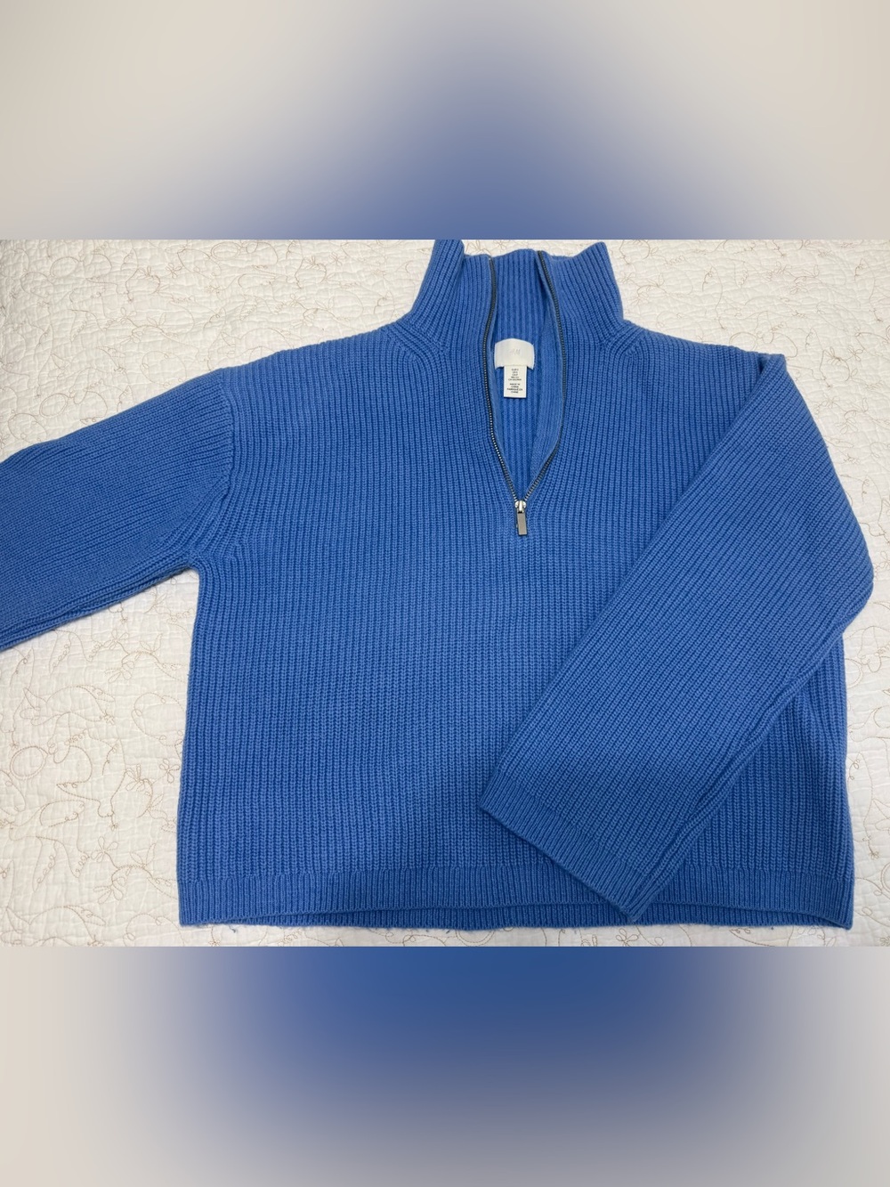 H&M beautiful Blue Half-Zip Sweater